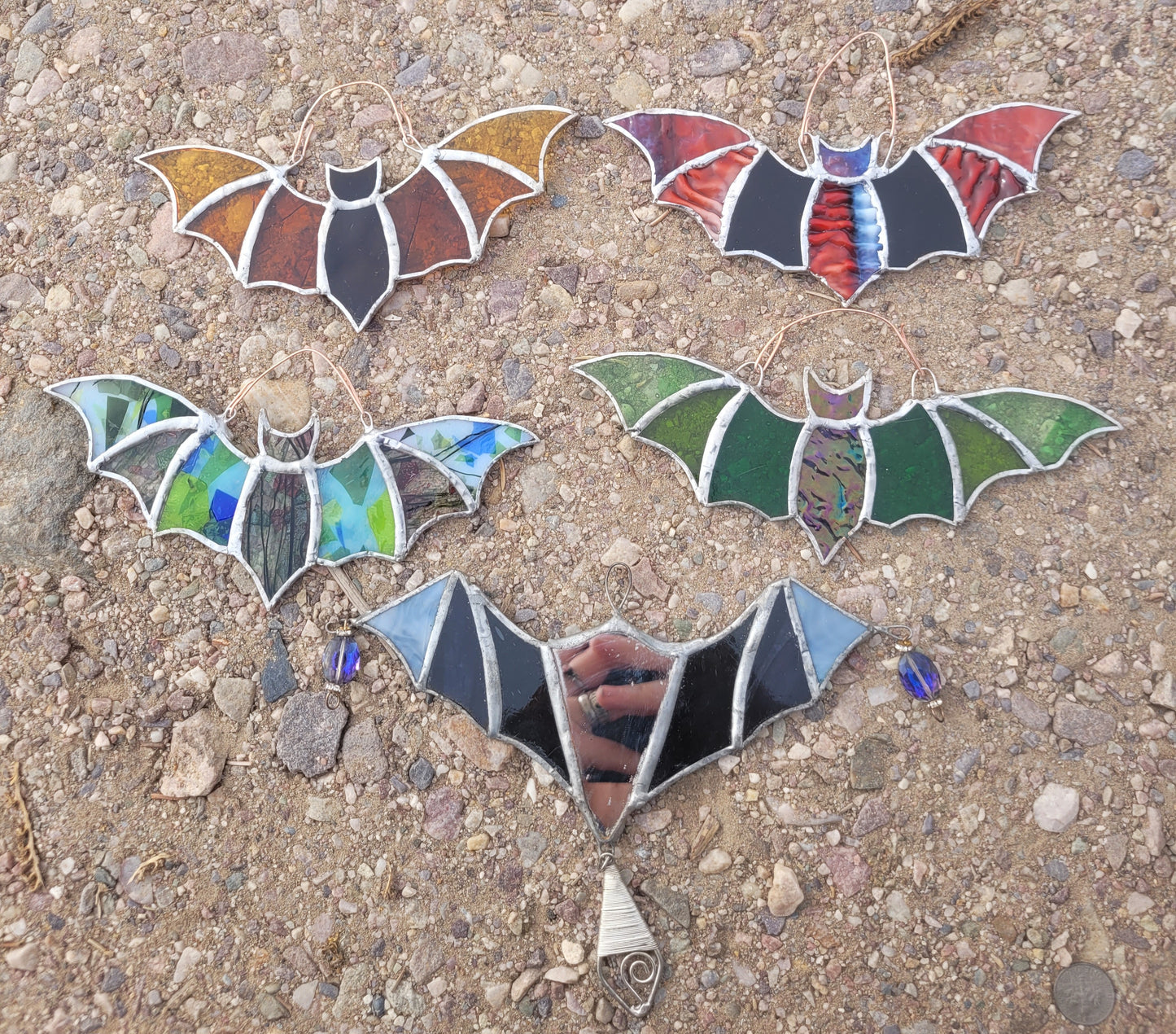 Confetti Stained Glass Bat Suncatcher