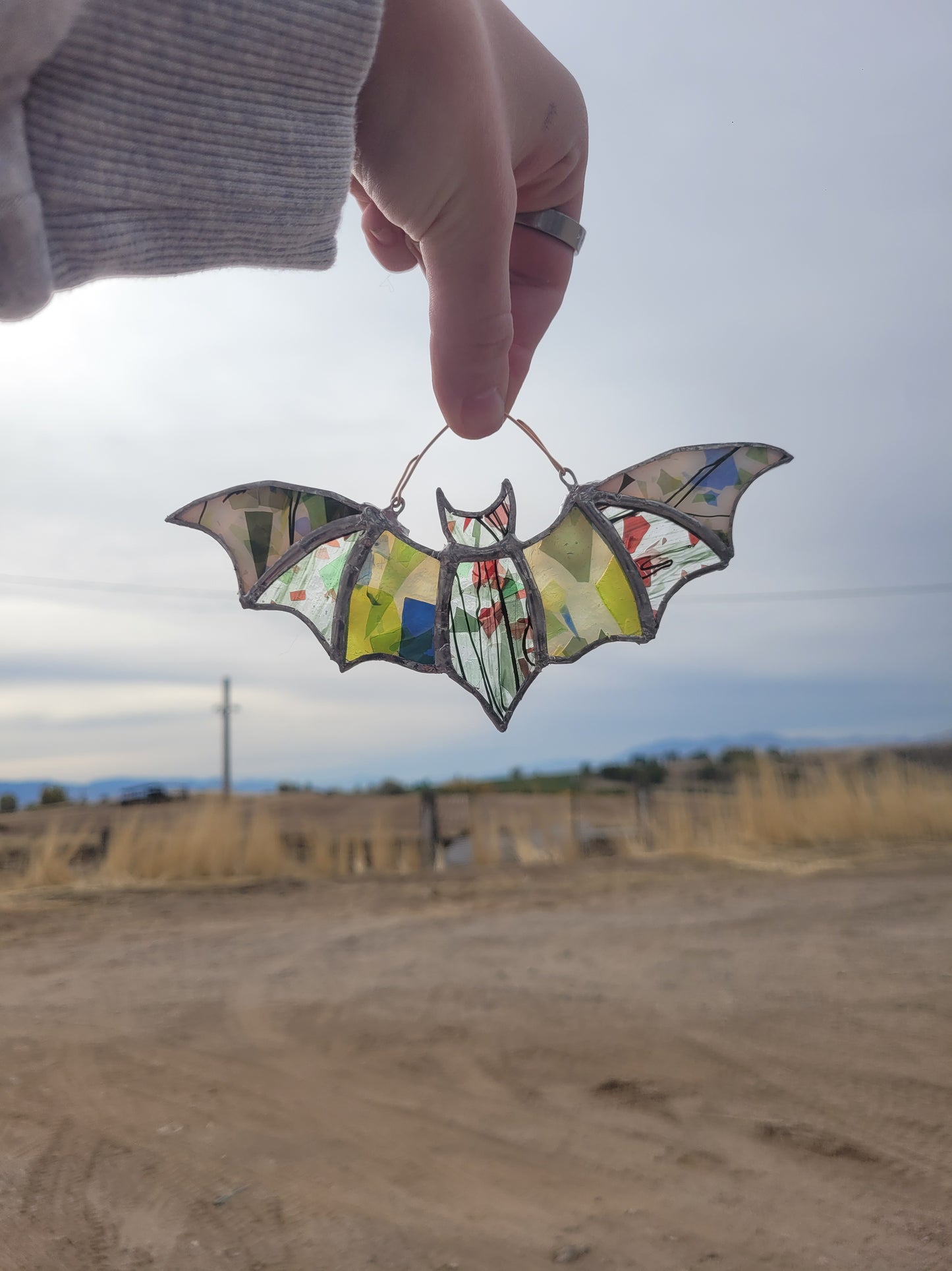 Confetti Stained Glass Bat Suncatcher